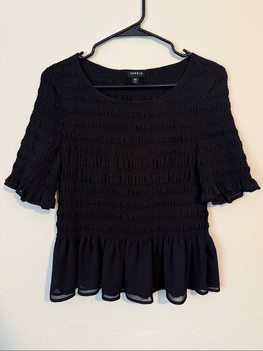 torrid Black Smocked Peplum Blouse